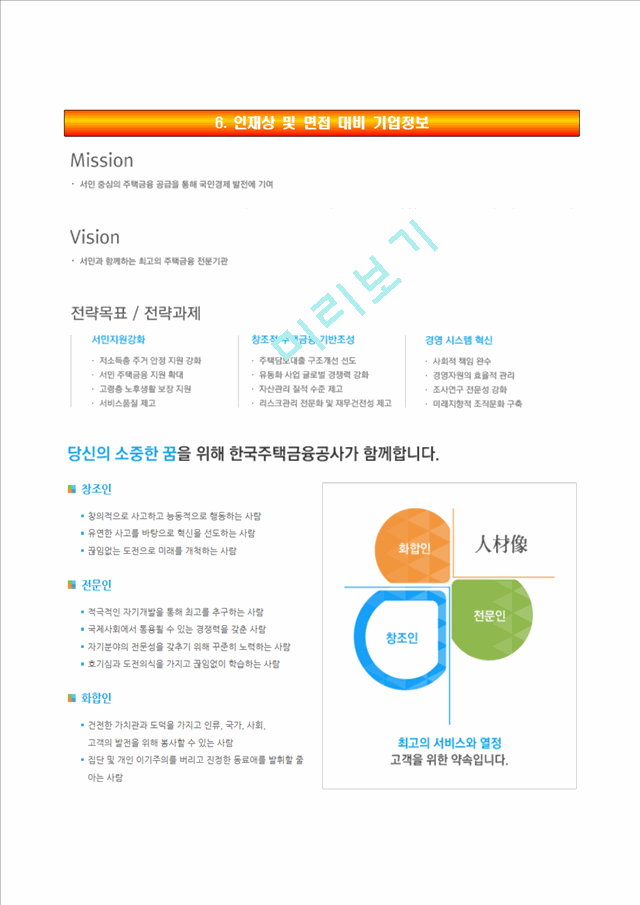 [한국주택금융공사자기소개서] 한국주택금융공사 채용형인턴 합격자소서와 면접기출문제   (6 )